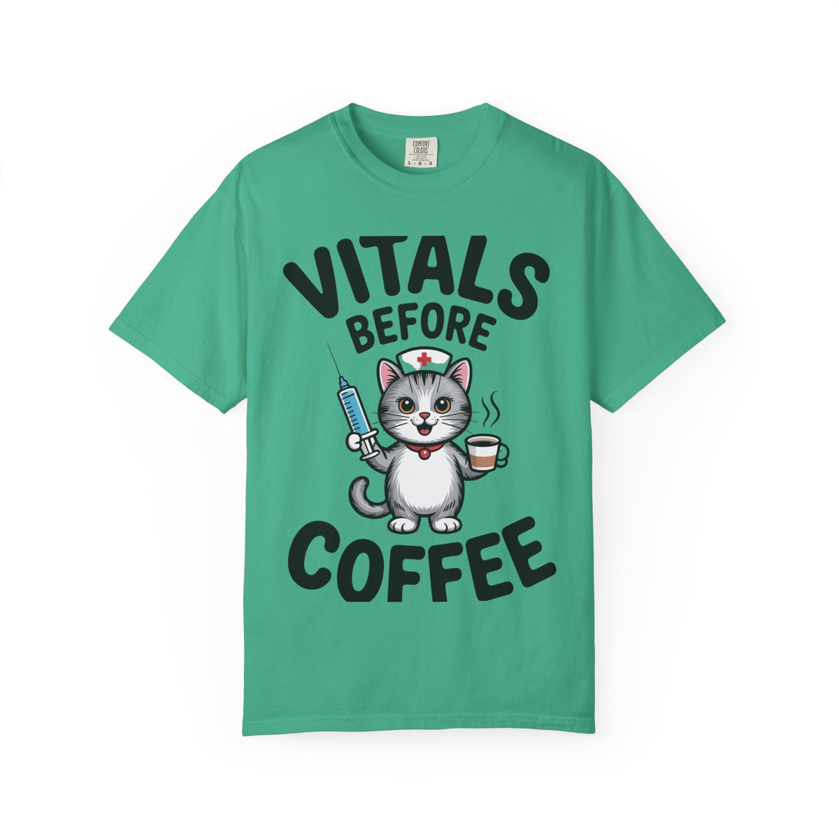 Vitals Before Coffee Nurse Shirt, Funny Nurse Cat T-Shirt, Cute Nurse Gift, Nursing Student Shirt, RN Coffee Lover Tee