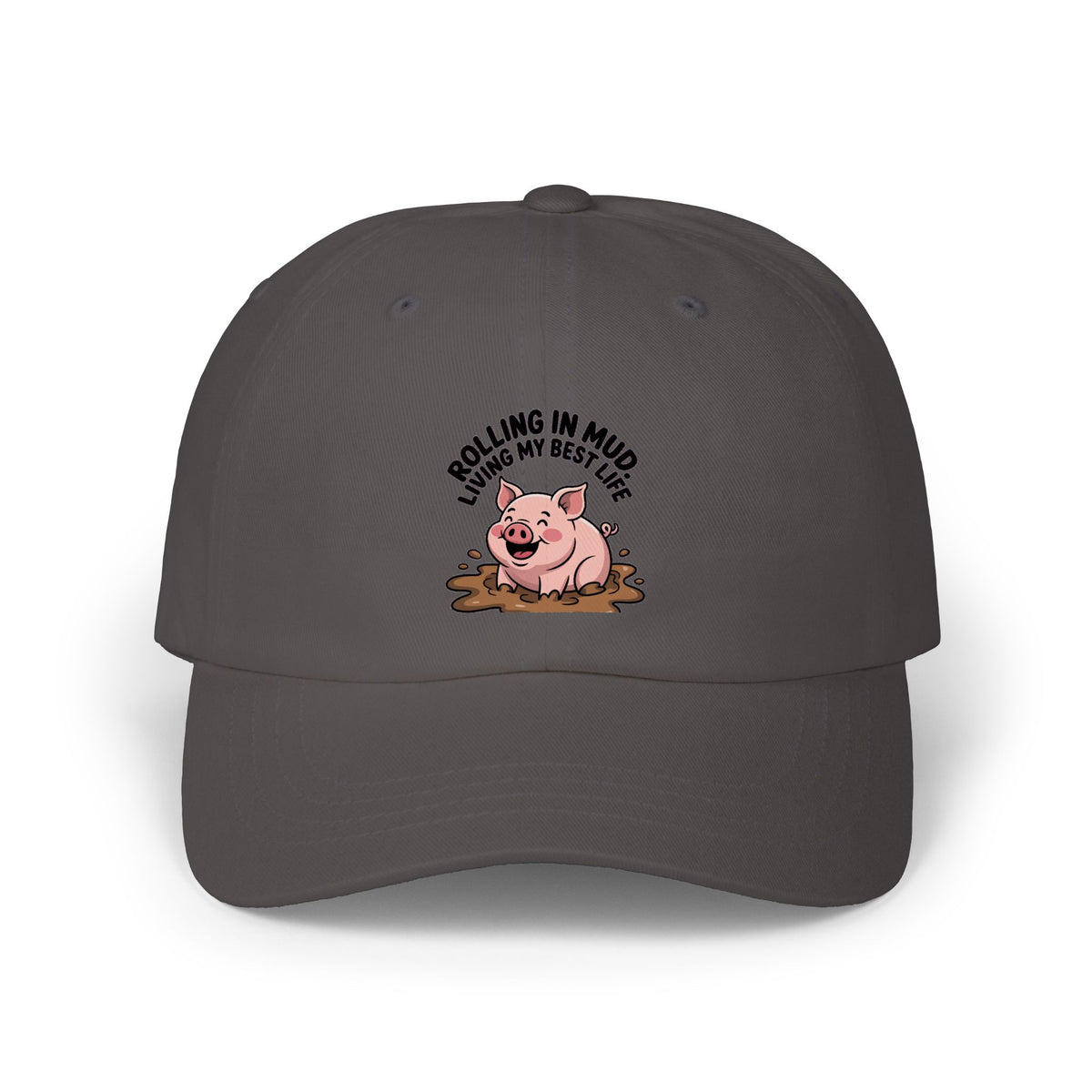 Funny Pig Dad Hat, Rolling In Mud Living My Best Life Cap, Cute Pig Embroidered Hat, Farm Animal Lover Gift, Funny Farmer Cap