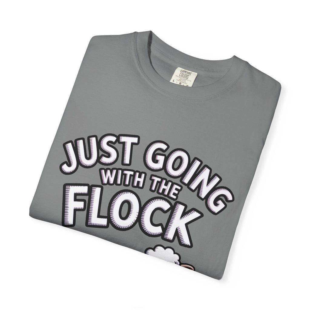Funny Sheep T-Shirt, 'Just Going With The Flock' Shirt, Cute Cartoon Sheep Tee, Sarcastic Gift for Introverts