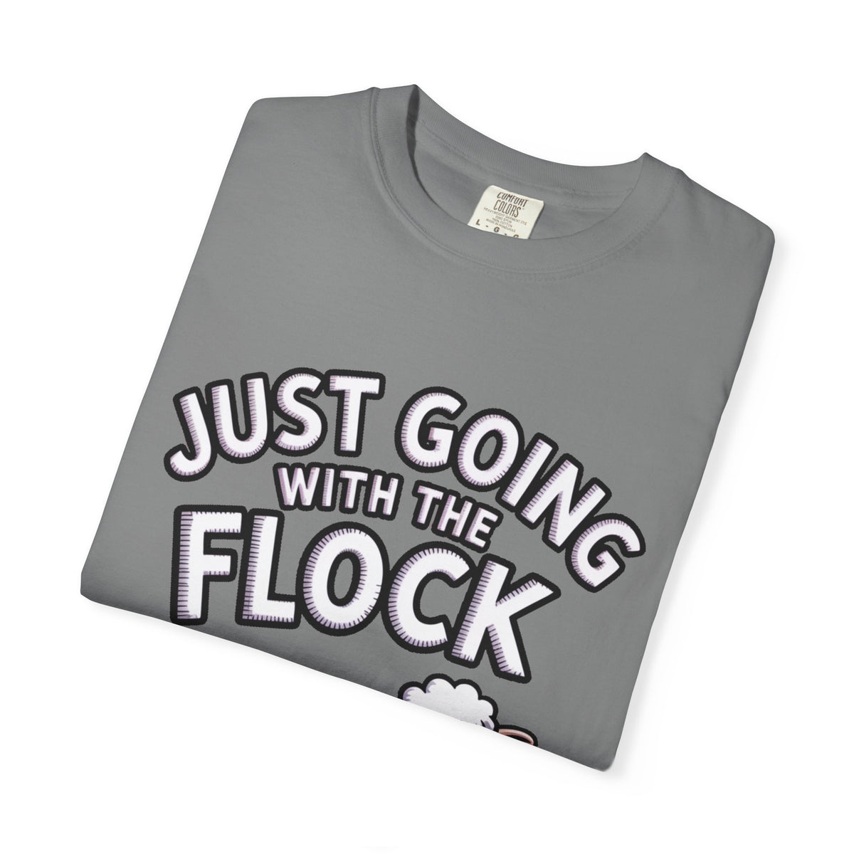 Funny Sheep T-Shirt, 'Just Going With The Flock' Shirt, Cute Cartoon Sheep Tee, Sarcastic Gift for Introverts