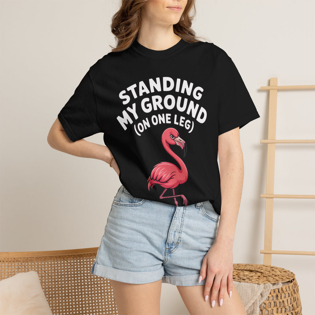Standing My Ground Flamingo Shirt, Funny One Leg Flamingo T-Shirt, Sassy Bird Lover Gift, Cute Cartoon Flamingo Tee