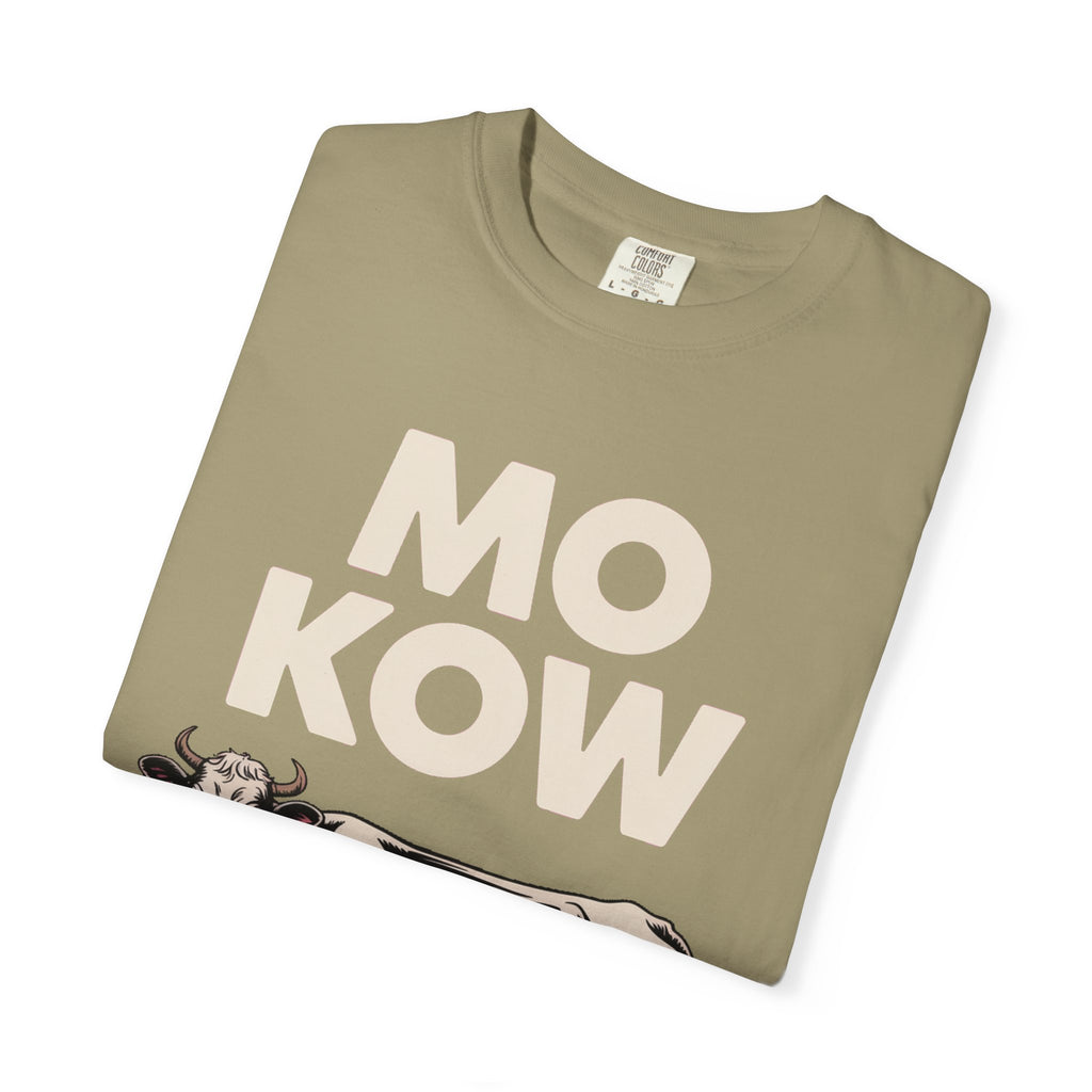 Mo Kow Funny Cow Shirt, Absurd Meme T-Shirt, Deadpan Farm Animal Tee, Weird Cow Lover Gift, Funny Misspelled Label Shirt