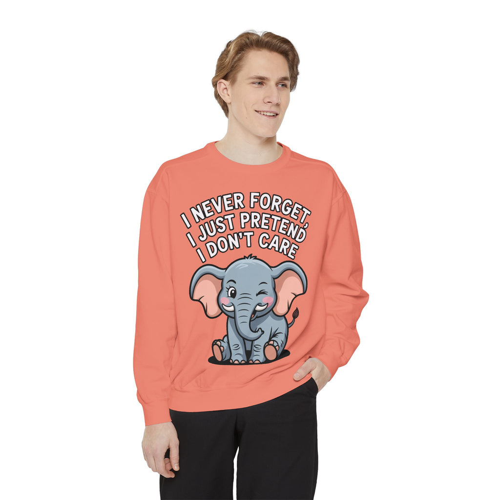 Funny Elephant Sweatshirt, I Never Forget Crewneck, Sarcastic Elephant Pullover, Funny Animal Lover Gift, Embroidered Patch Style