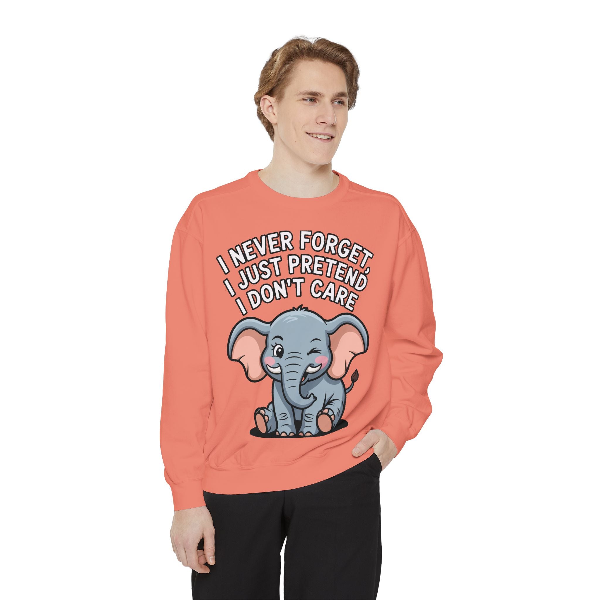 Funny Elephant Sweatshirt, I Never Forget Crewneck, Sarcastic Elephant Pullover, Funny Animal Lover Gift, Embroidered Patch Style