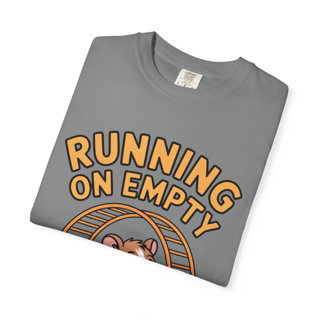 Running On Empty Hamster Shirt, Funny Tired Hamster T-Shirt, Exhausted Wheel Runner Tee, Funny Gift for Tired Friend