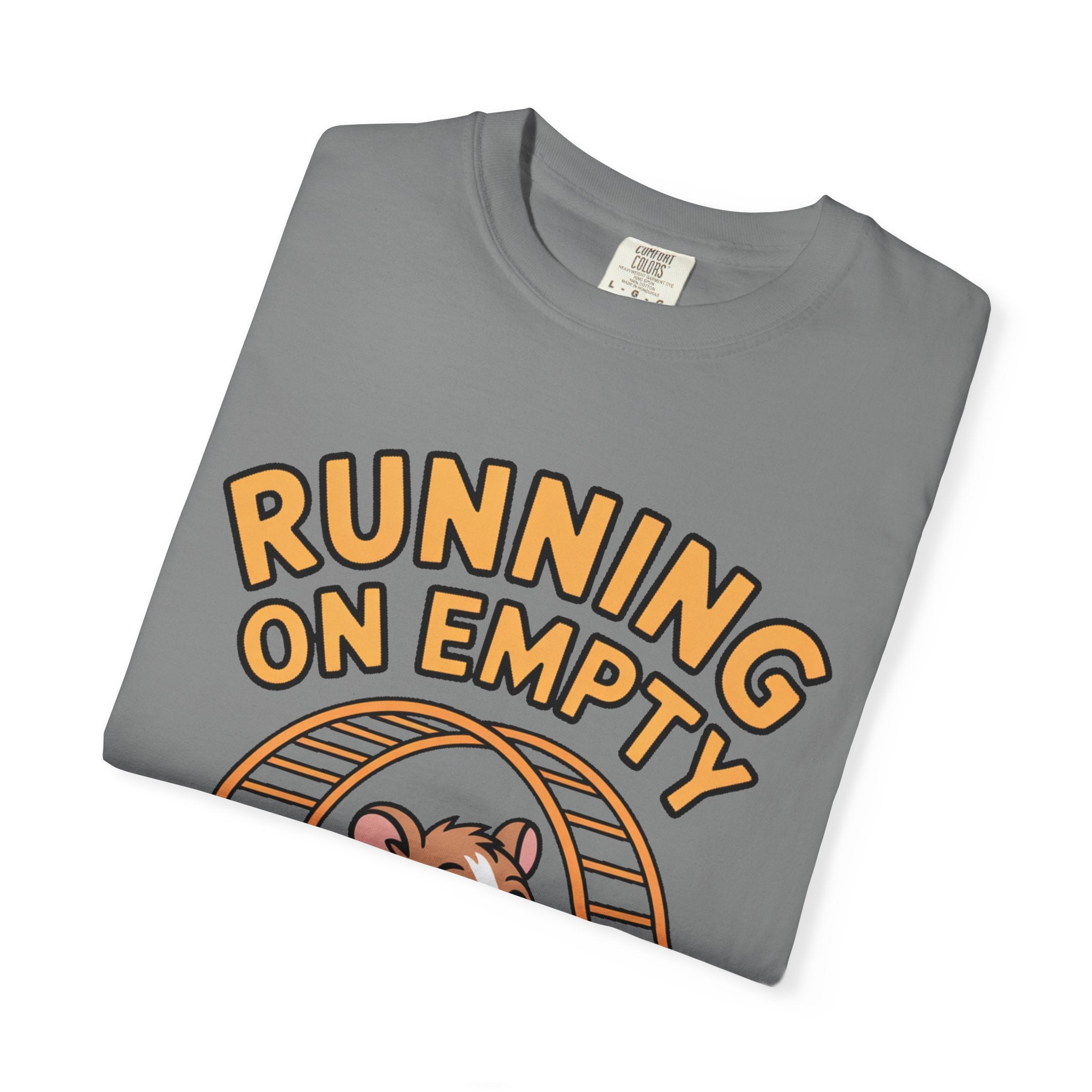 Running On Empty Hamster Shirt, Funny Tired Hamster T-Shirt, Exhausted Wheel Runner Tee, Funny Gift for Tired Friend