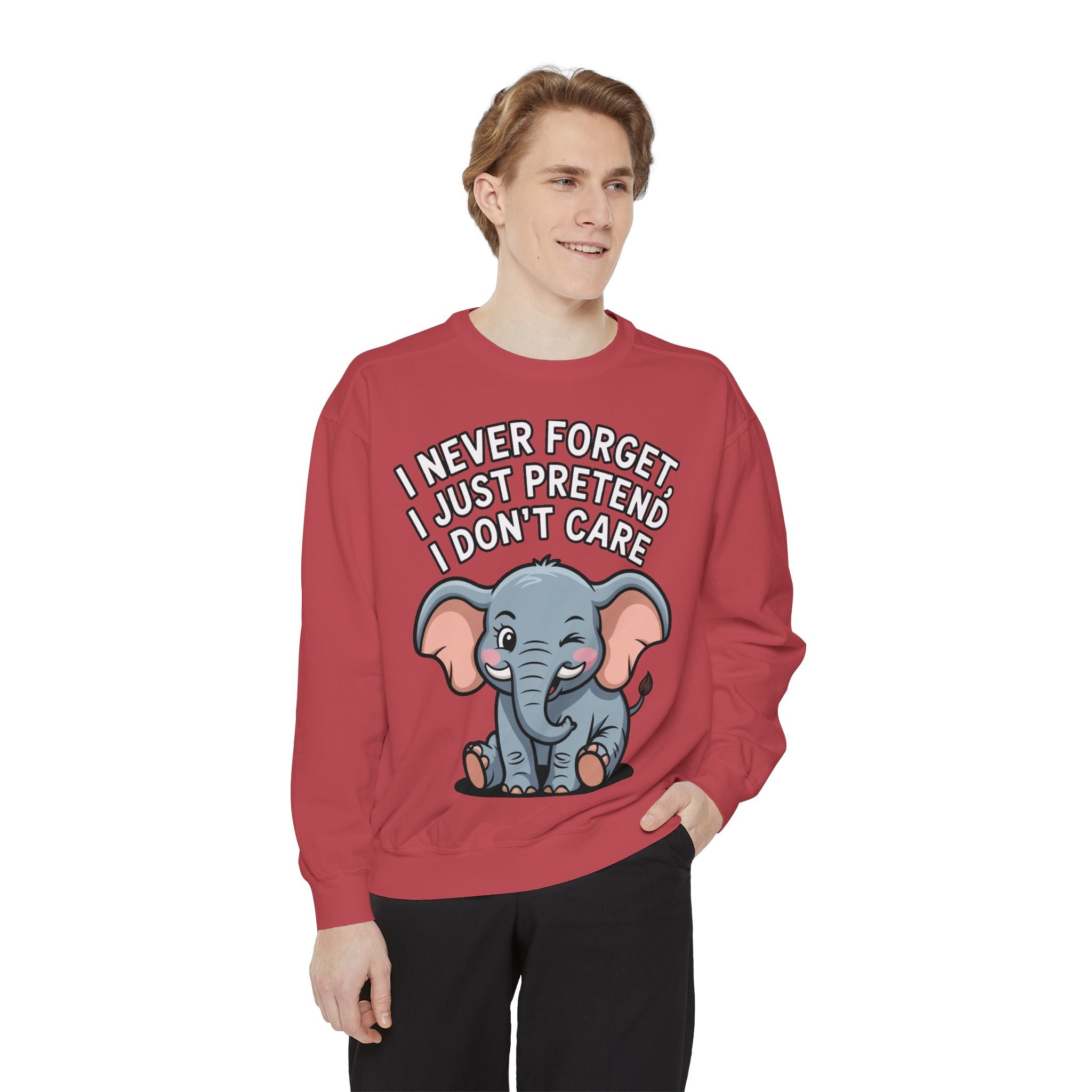 Funny Elephant Sweatshirt, I Never Forget Crewneck, Sarcastic Elephant Pullover, Funny Animal Lover Gift, Embroidered Patch Style