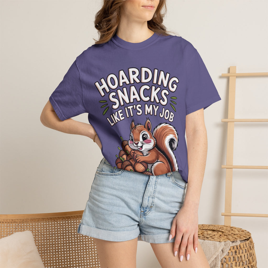 Funny Squirrel Shirt, Hoarding Snacks Like It's My Job T-Shirt, Cute Acorn Squirrel Gift, Snack Lover Tee
