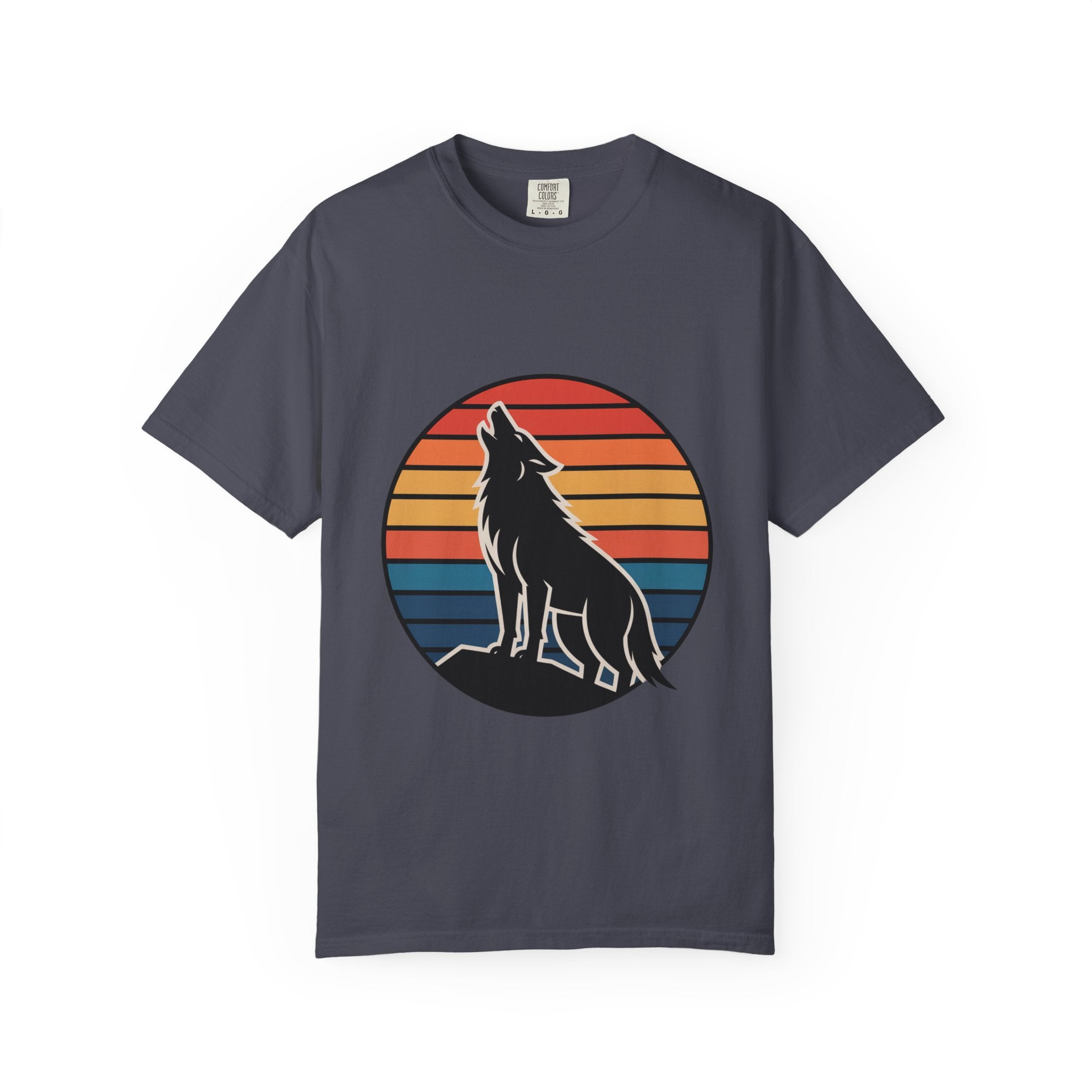 Retro Sunset Wolf Badge T-Shirt