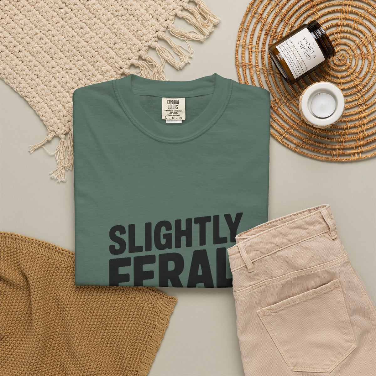Slightly Feral Mostly Fine Shirt, Funny Sarcastic T-Shirt, Bold Minimalist Text Tee, Funny Gift for Friend