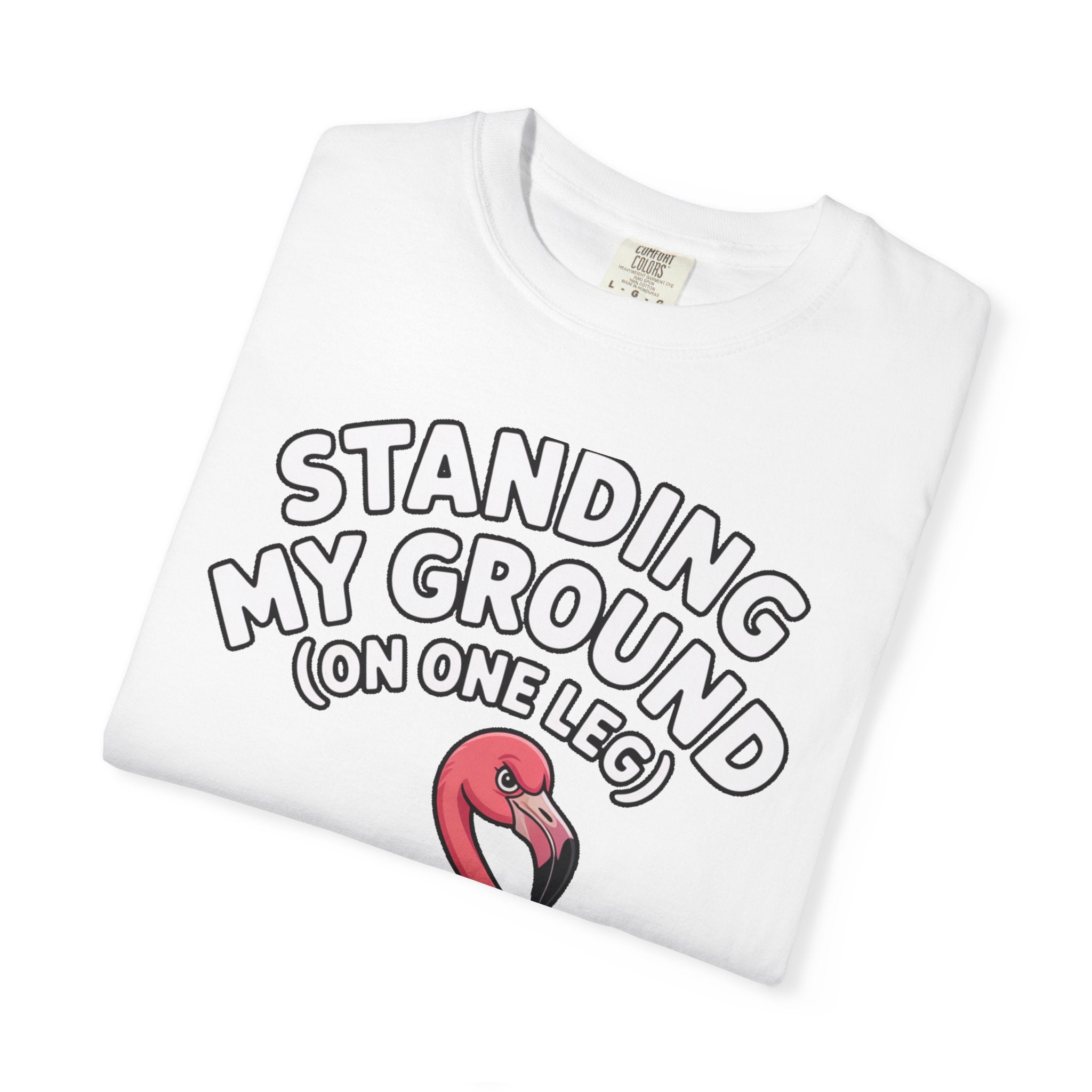 Standing My Ground Flamingo Shirt, Funny One Leg Flamingo T-Shirt, Sassy Bird Lover Gift, Cute Cartoon Flamingo Tee