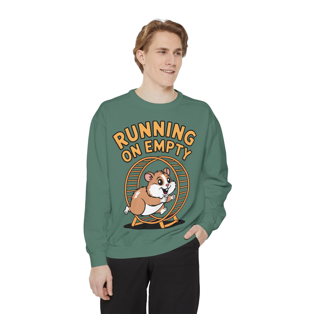 Running On Empty Hamster Sweatshirt, Funny Tired Hamster Crewneck, Cute Exhausted Wheel Shirt, Burnout Gift for Tired Mom Dad