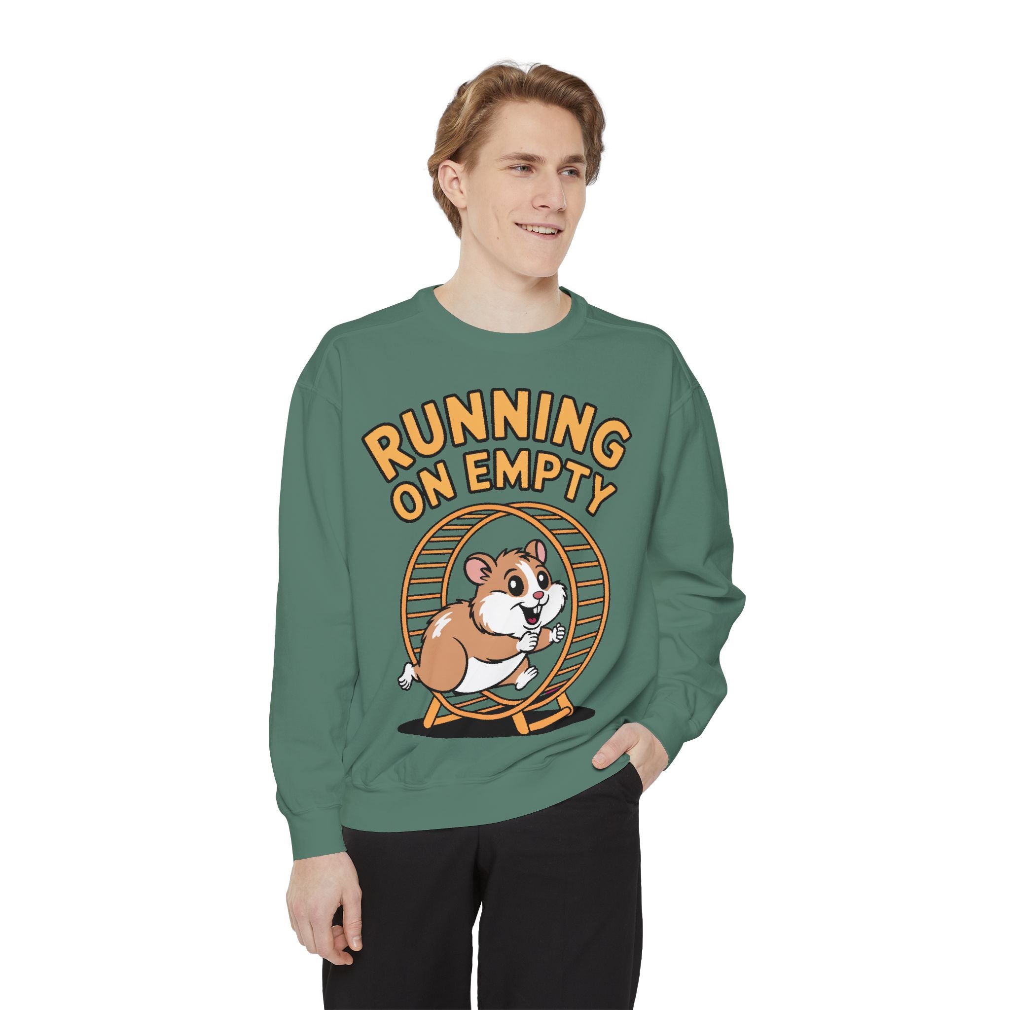 Running On Empty Hamster Sweatshirt, Funny Tired Hamster Crewneck, Cute Exhausted Wheel Shirt, Burnout Gift for Tired Mom Dad