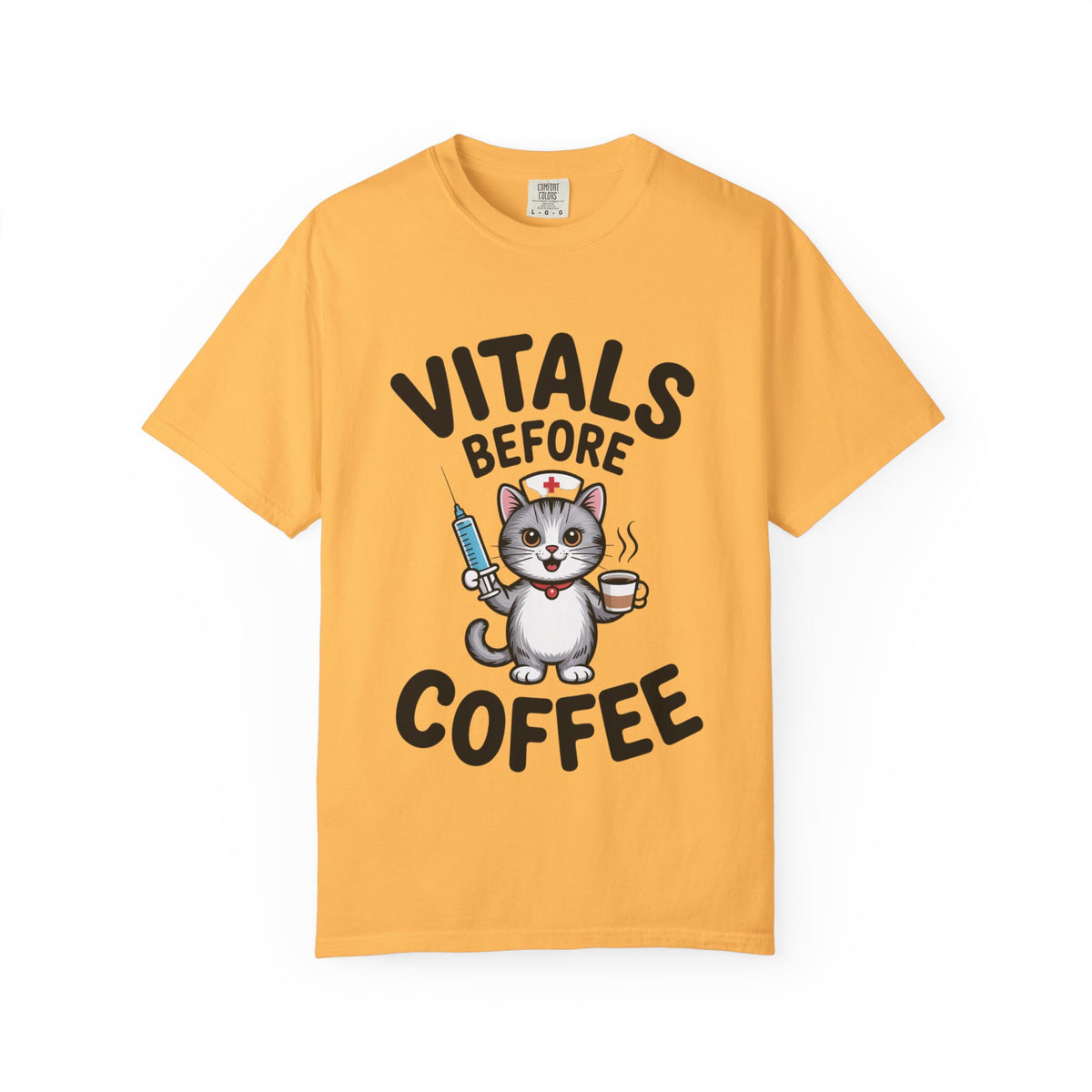 Vitals Before Coffee Nurse Shirt, Funny Nurse Cat T-Shirt, Cute Nurse Gift, Nursing Student Shirt, RN Coffee Lover Tee