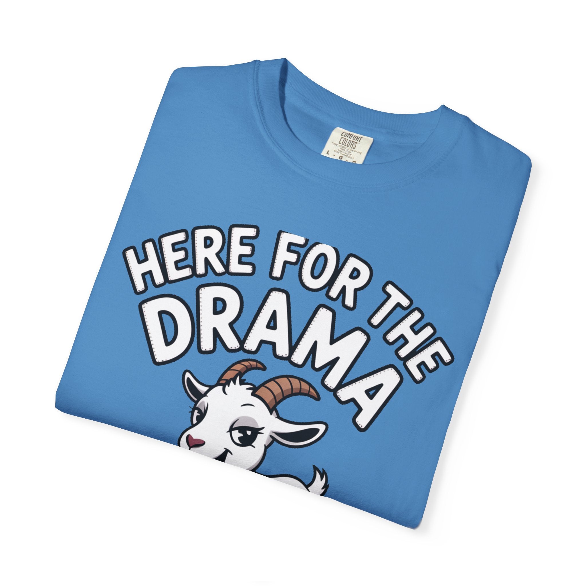 Funny Goat Shirt, Here For The Drama And The Snacks T-Shirt, Cute Goat Lover Gift, Sarcastic Farm Animal Tee