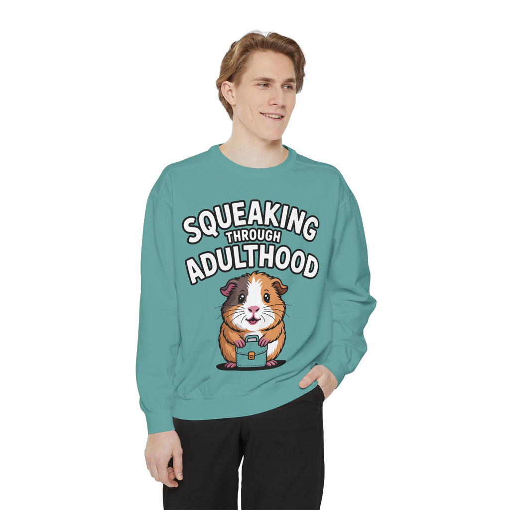 Guinea Pig Squeaking Through Adulthood Sweatshirt, Funny Guinea Pig Crewneck, Cute Adulting Sweatshirt, Guinea Pig Lover Gift