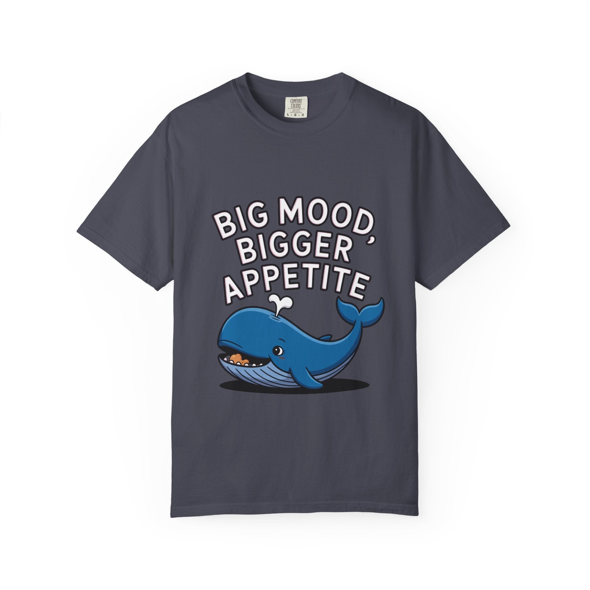 Funny Whale Shirt, Big Mood Bigger Appetite T-Shirt, Cute Snack Lover Tee, Foodie Gift for Whale Lovers