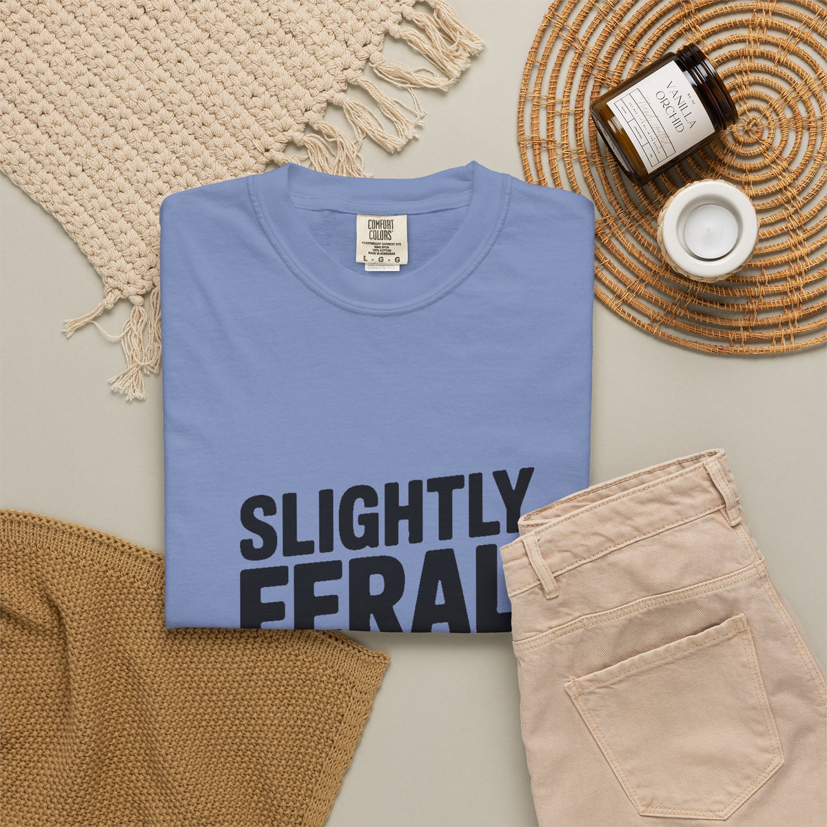 Slightly Feral Mostly Fine Shirt, Funny Sarcastic T-Shirt, Bold Minimalist Text Tee, Funny Gift for Friend