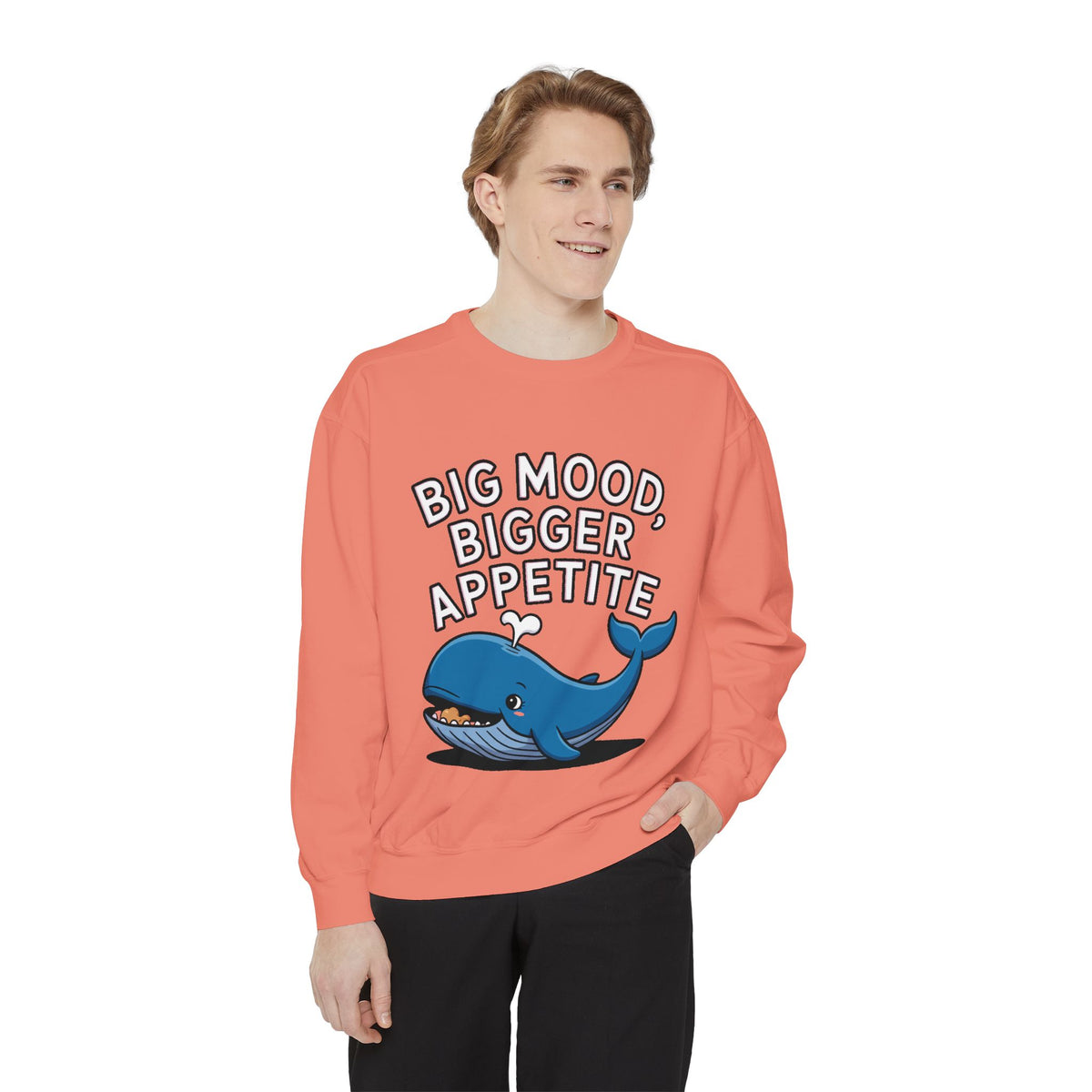 Big Mood Whale Sweatshirt, Funny Whale Snack Crewneck, Cute Cartoon Whale Lover Gift, Big Appetite Sweatshirt