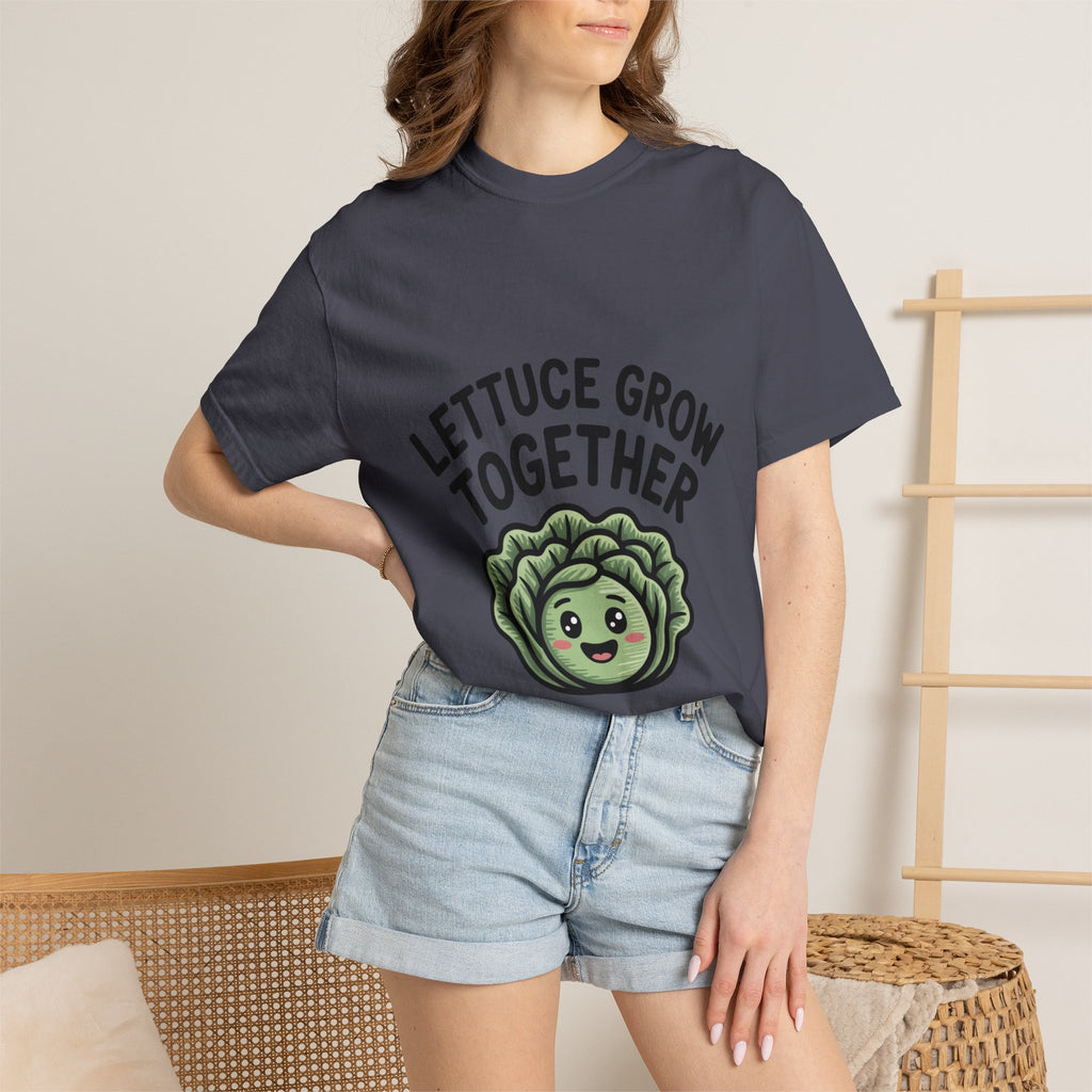 Lettuce Grow Together Shirt, Funny Vegetable Pun T-Shirt, Cute Cartoon Lettuce Tee, Gardener Gift, Plant Lover Shirt