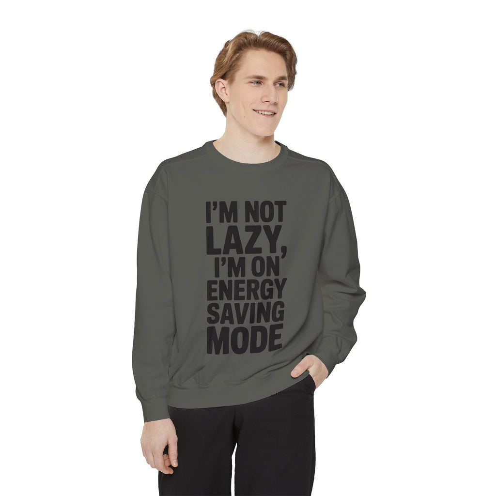 Energy Saving Mode Sweatshirt, Funny Lazy Quote Crewneck, I'm Not Lazy Embroidered Sweatshirt, Sarcastic Gift for Introvert