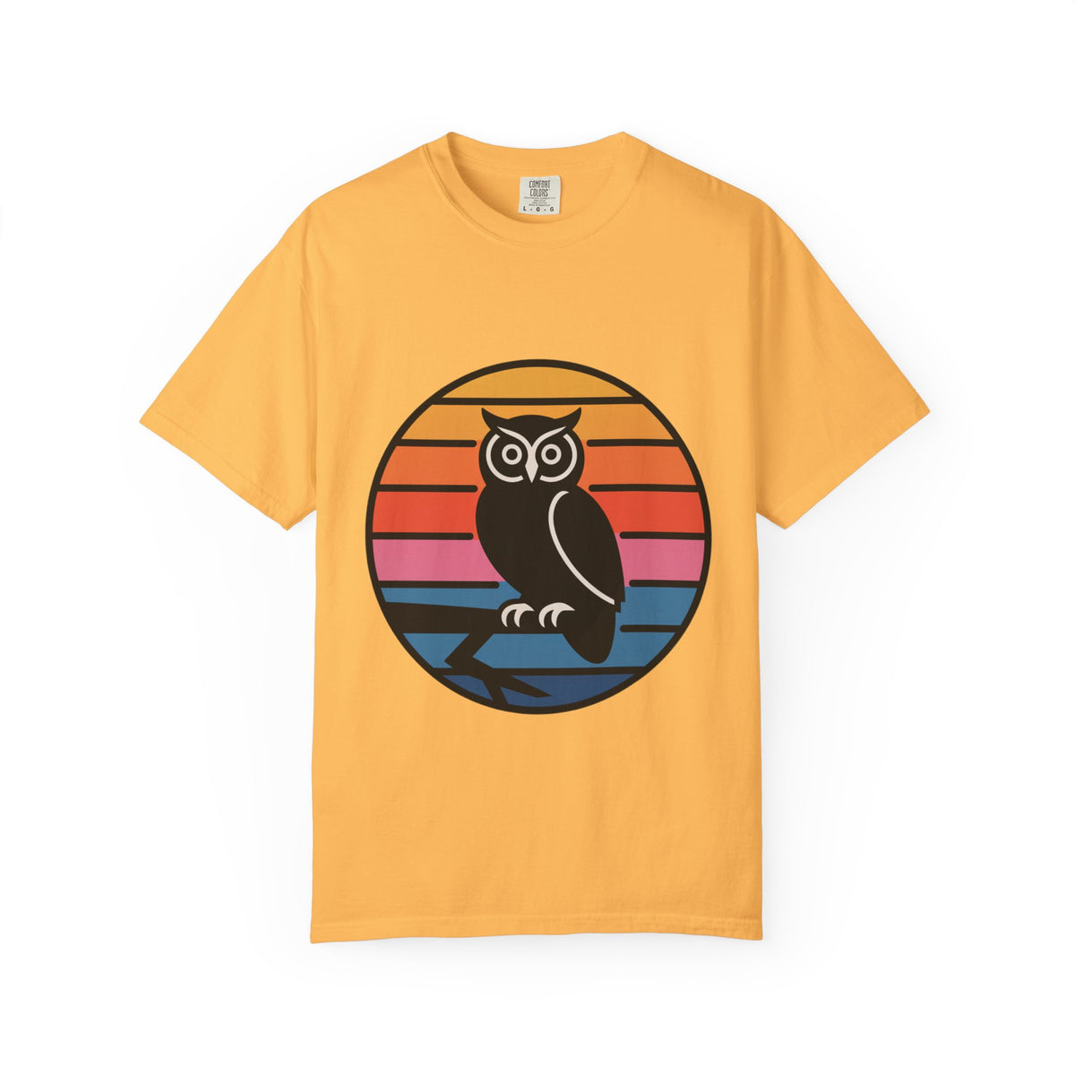 Retro Sunset Owl Badge T-Shirt