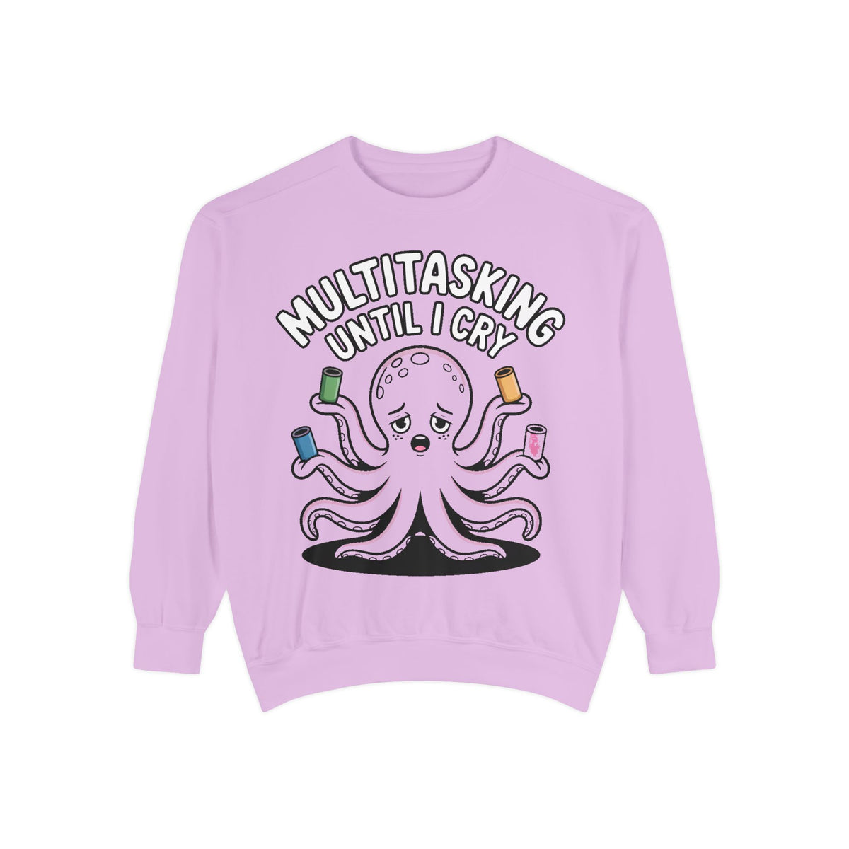 Multitasking Octopus Sweatshirt, Funny Stressed Octopus Crewneck, Embroidery-Patch Style Sweatshirt, Busy Mom Gift, Work Humor Pullover