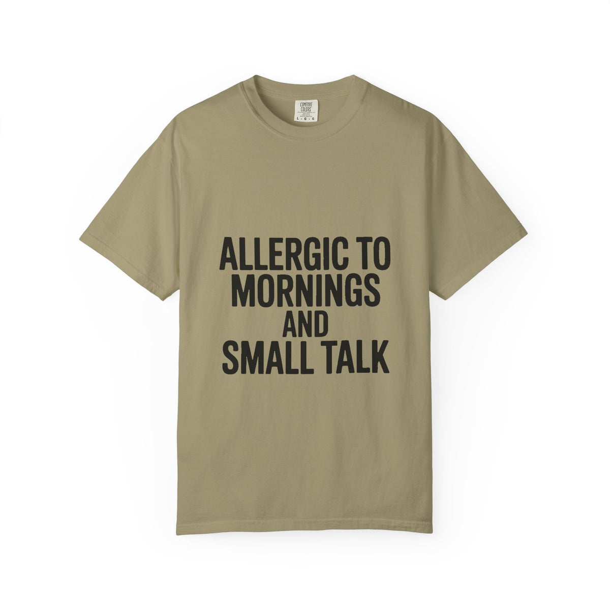Allergic To Mornings And Small Talk Shirt, Funny Sarcastic T-Shirt, Introvert Gift, Bold Typography Tee for Coffee Lovers