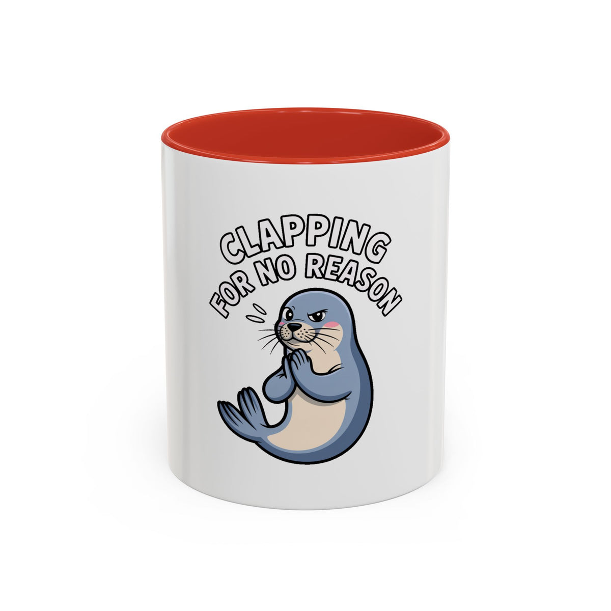 Clapping For No Reason Seal Mug, Funny Sarcastic Seal Coffee Cup, Cute Cartoon Animal Mug, Sassy Seal Gift for Coworker or Friend