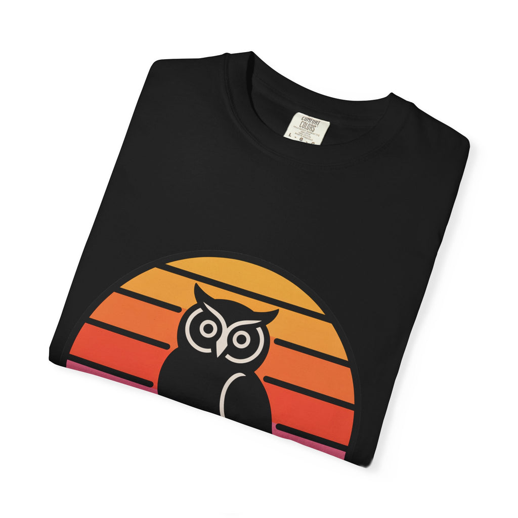 Retro Sunset Owl Badge T-Shirt