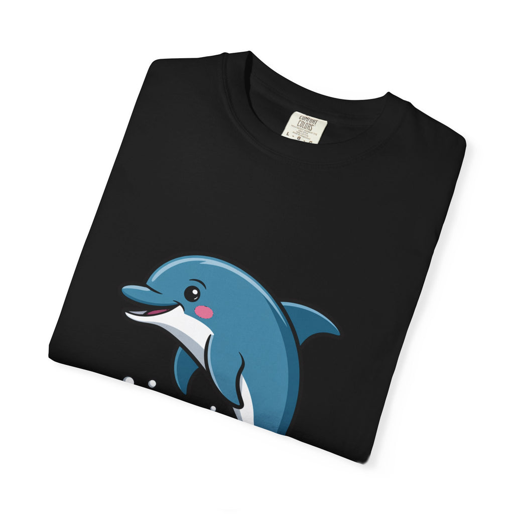 Cute Dolphin T-Shirt, Jumping Wave Dolphin Shirt, Ocean Lover Gift, Garment Dyed Unisex Tee, Beach Vacation Shirt