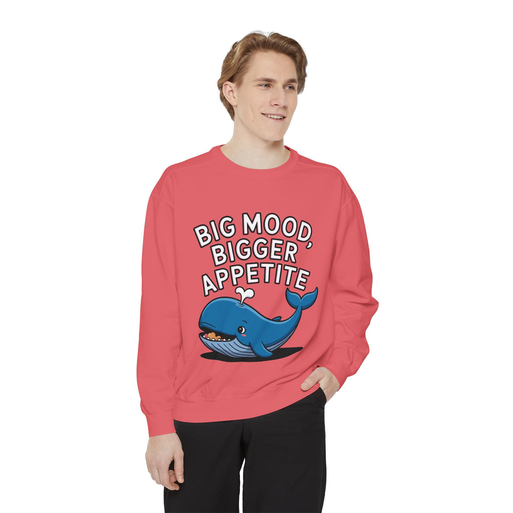 Big Mood Whale Sweatshirt, Funny Whale Snack Crewneck, Cute Cartoon Whale Lover Gift, Big Appetite Sweatshirt