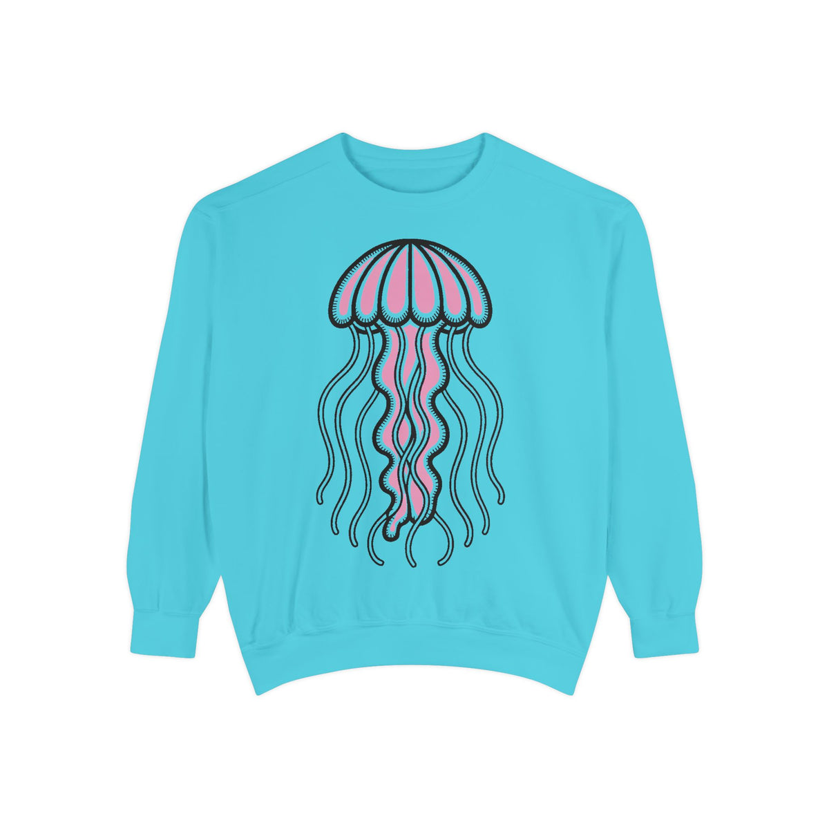 Cute Jellyfish Sweatshirt, Glowing Jellyfish Embroidered Crewneck, Ocean Lover Gift, Cottagecore Sea Animal Sweatshirt