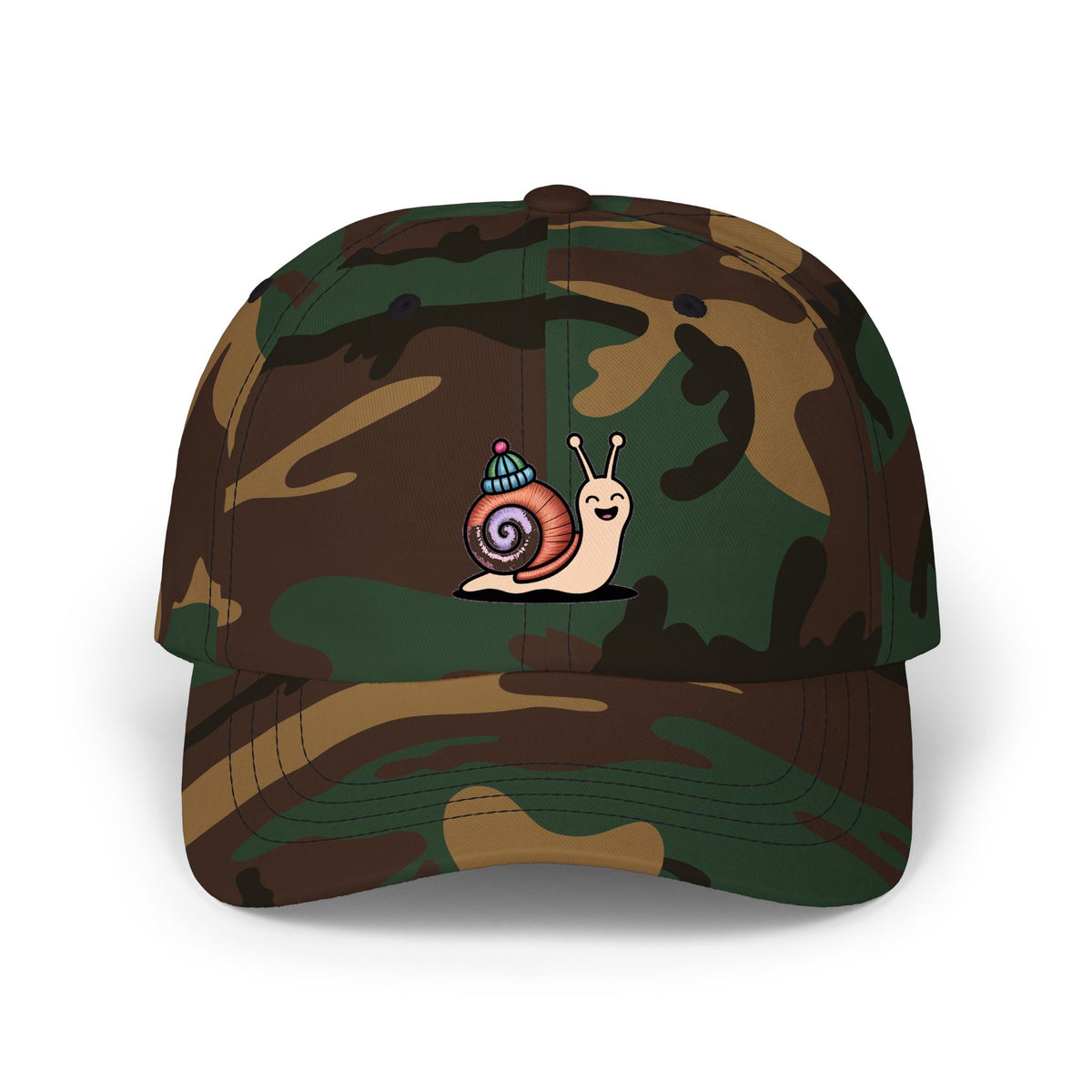 Cute Snail With Tiny Hat Dad Cap, Embroidered Snail Hat, Funny Cottagecore Baseball Cap, Cute Nature Lover Gift, Unstructured 6-Panel