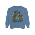 Peacock Sweatshirt, Cute Cartoon Peacock Crewneck, Embroidered Patch Style Feather Sweatshirt, Bird Lover Gift