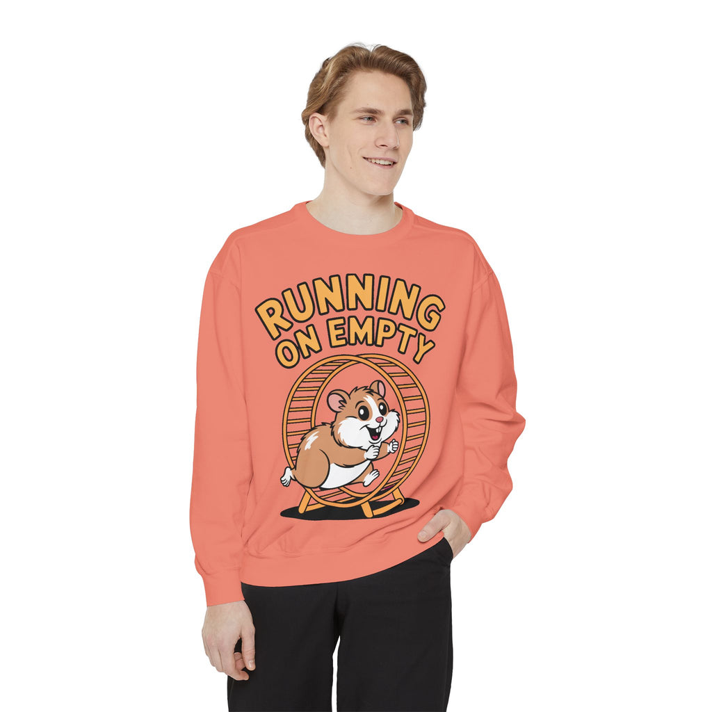 Running On Empty Hamster Sweatshirt, Funny Tired Hamster Crewneck, Cute Exhausted Wheel Shirt, Burnout Gift for Tired Mom Dad