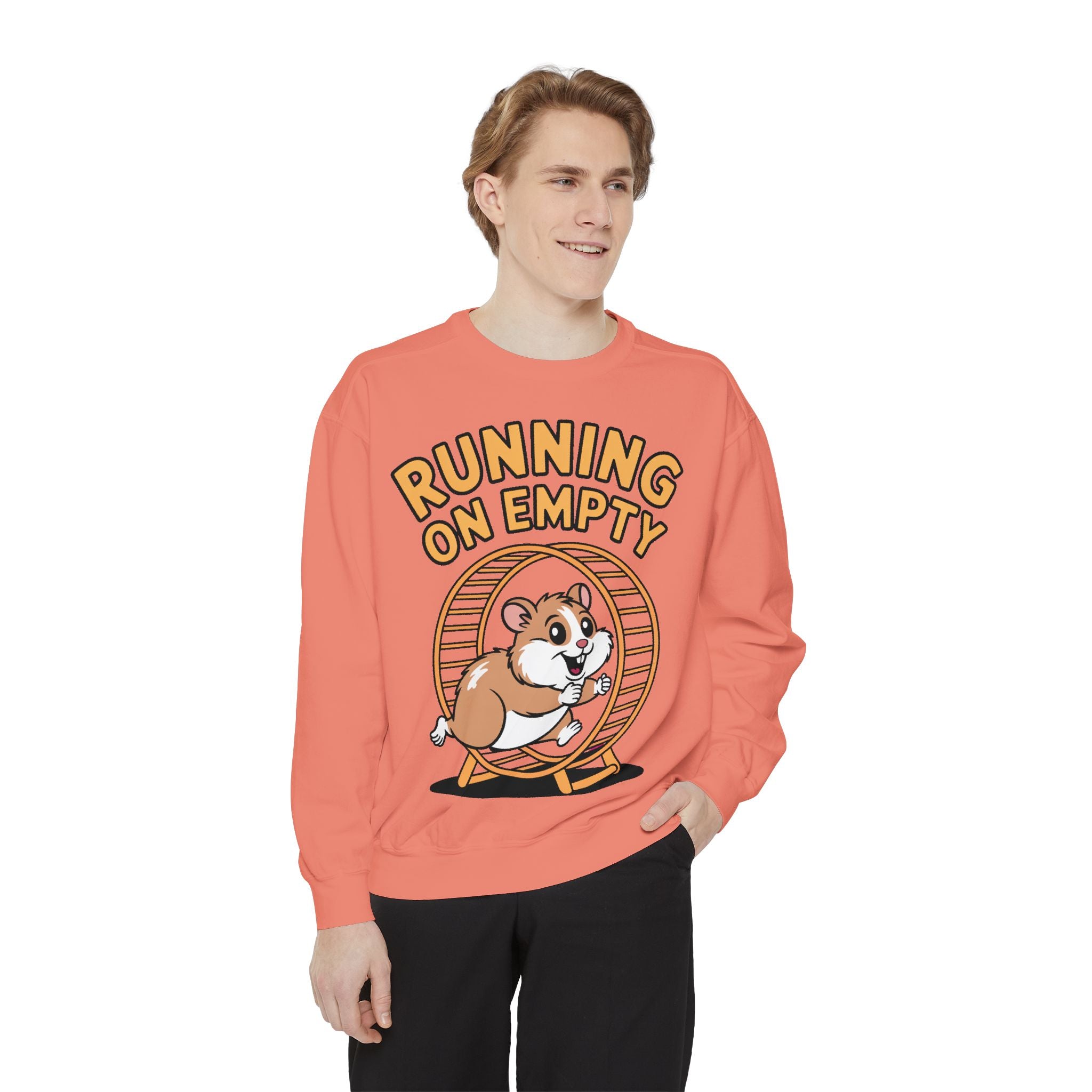 Running On Empty Hamster Sweatshirt, Funny Tired Hamster Crewneck, Cute Exhausted Wheel Shirt, Burnout Gift for Tired Mom Dad