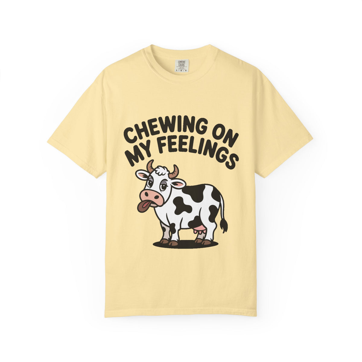 Chewing On My Feelings Cow Shirt, Funny Cow T-Shirt, Cute Cartoon Cow Tee, Sarcastic Farm Animal Gift, Mental Health Humor Shirt