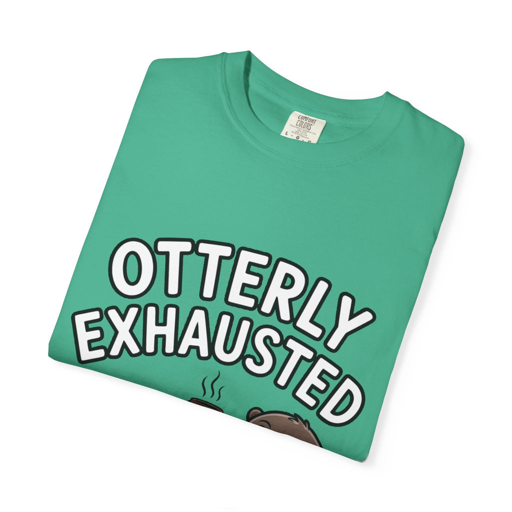 Otterly Exhausted Shirt, Funny Otter Coffee T-Shirt, Cute Otter Lover Gift, Sarcastic Coffee Lover Tee