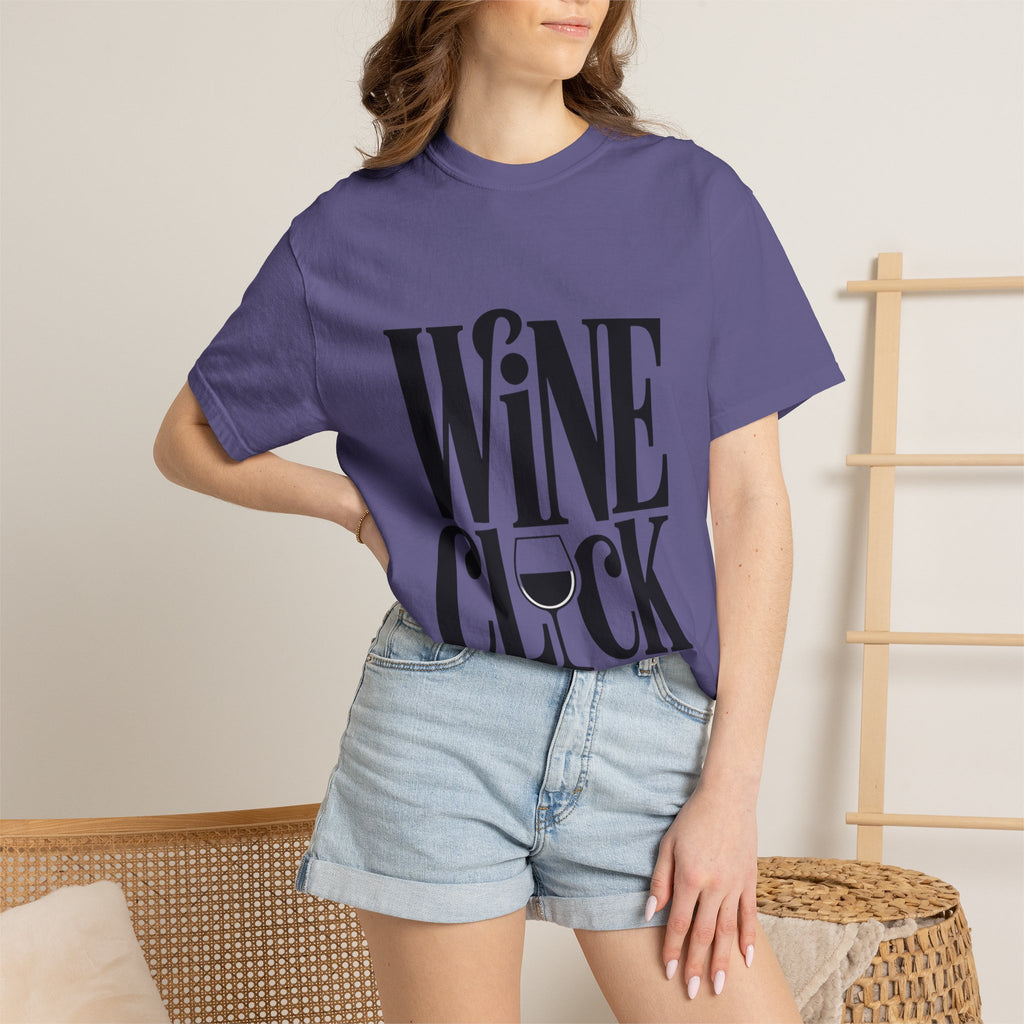 Wine O'Clock Shirt, Funny Wine Lover T-Shirt, Bold Typography Wine Glass Tee, Cute Gift for Wine Drinker