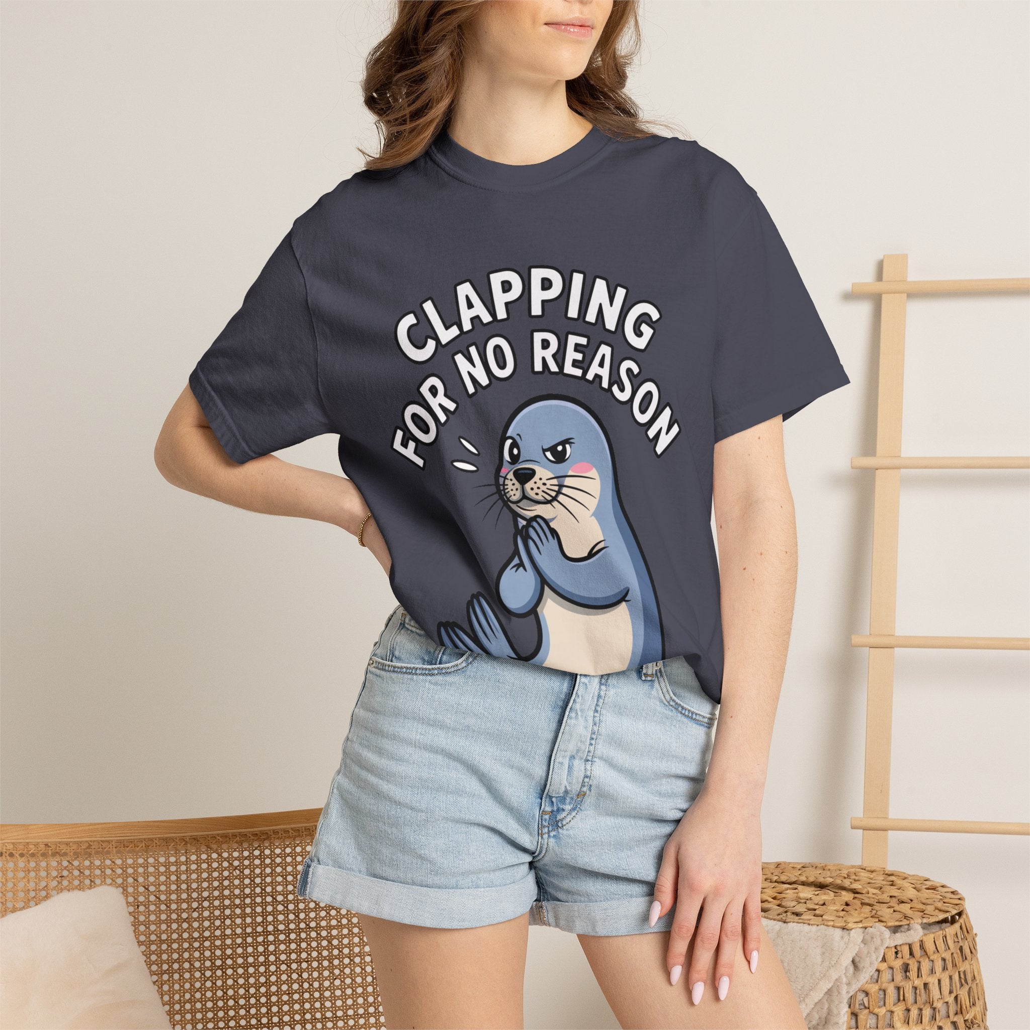 Clapping For No Reason Seal Shirt, Funny Sassy Seal T-Shirt, Cute Cartoon Animal Tee, Sarcastic Meme Gift