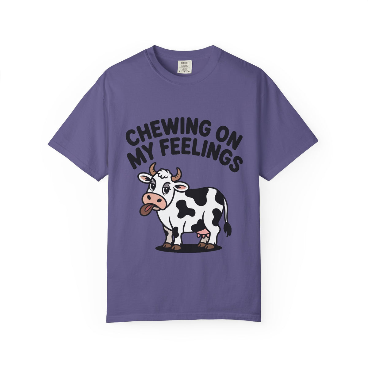 Chewing On My Feelings Cow Shirt, Funny Cow T-Shirt, Cute Cartoon Cow Tee, Sarcastic Farm Animal Gift, Mental Health Humor Shirt