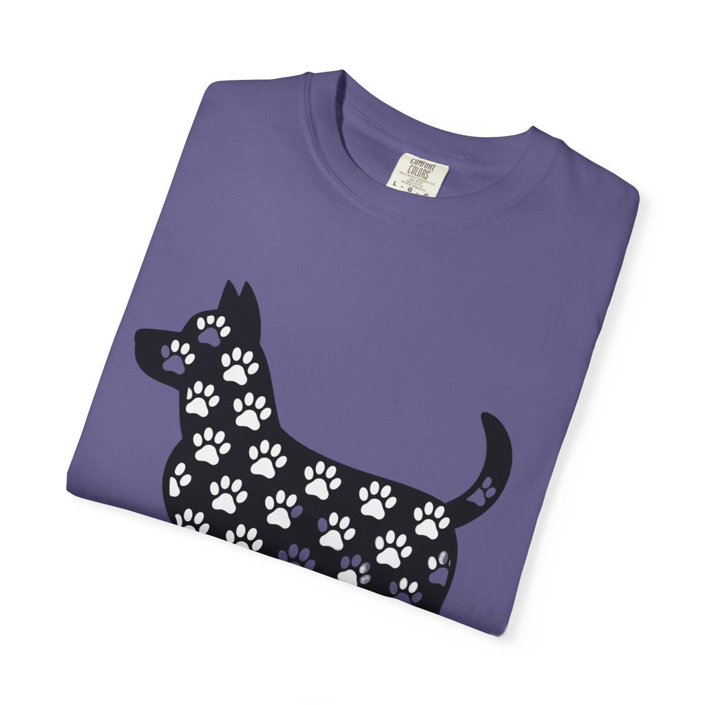 Puppy Love Dog Shirt, Cute Dog Silhouette T-Shirt, Paw Print Pattern Tee, Dog Lover Gift, Minimalist Dog Mom Shirt