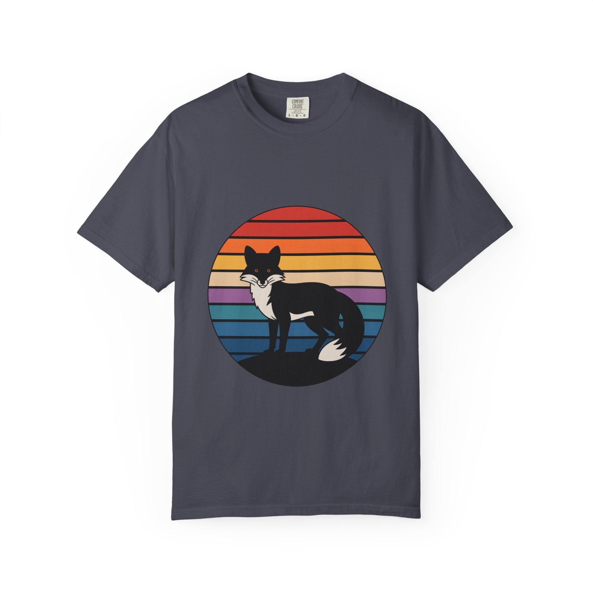 Retro Sunset Fox Badge T-Shirt