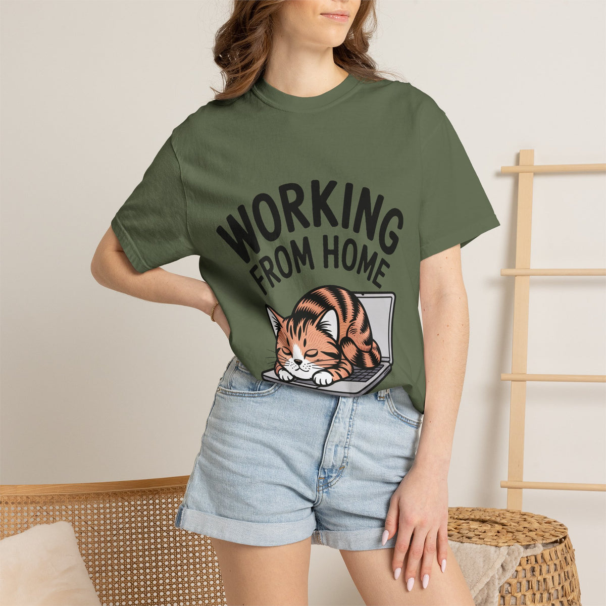 Working From Home Cat Shirt, Funny Cat Lover T-Shirt, Cute Cat Keyboard Tee, Remote Work Gift, WFH Cat Lover Graphic Shirt