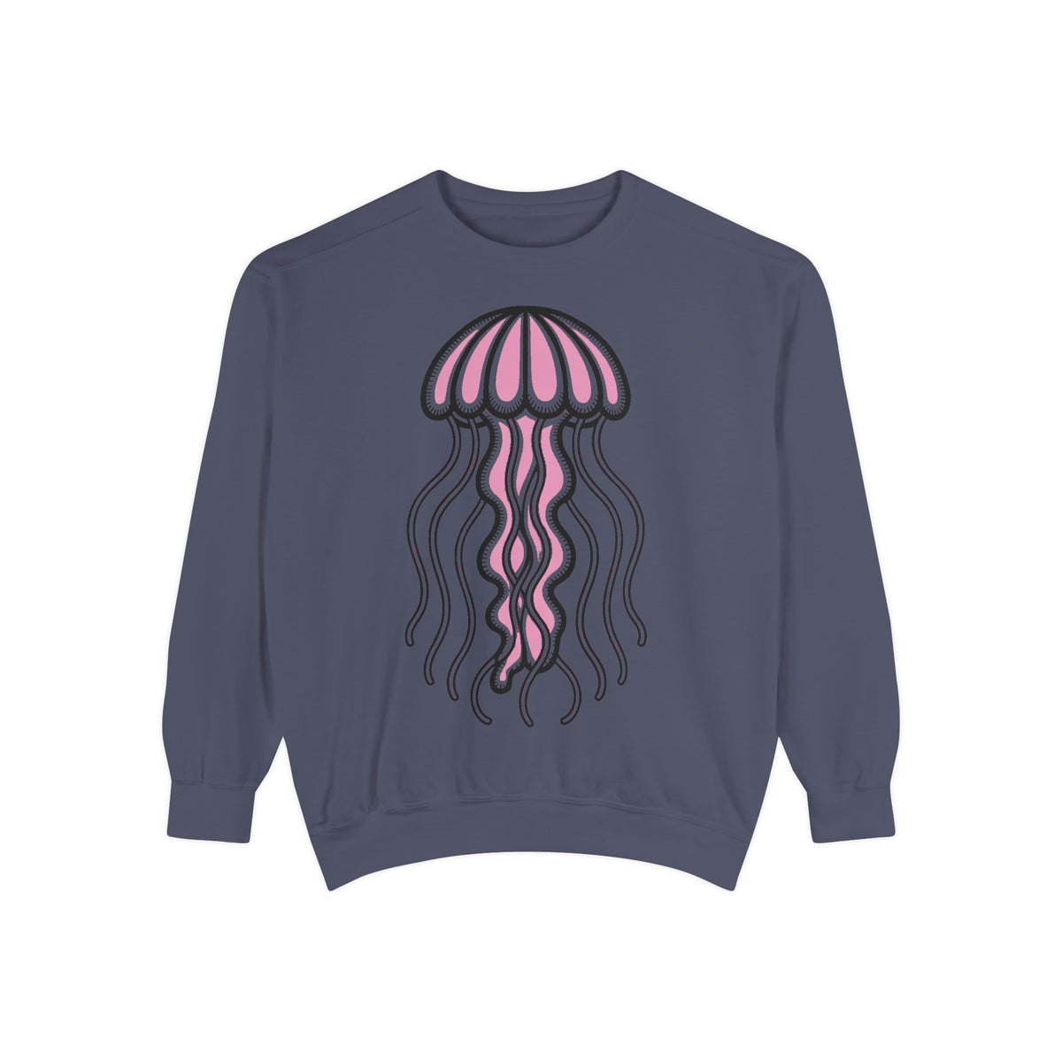 Cute Jellyfish Sweatshirt, Glowing Jellyfish Embroidered Crewneck, Ocean Lover Gift, Cottagecore Sea Animal Sweatshirt
