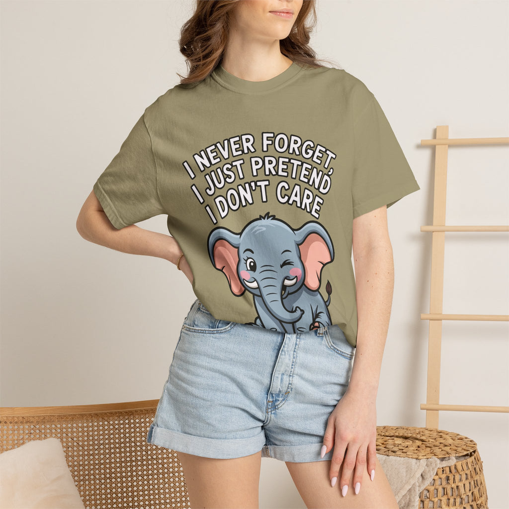 Funny Elephant Shirt, I Never Forget T-Shirt, Sarcastic Elephant Tee, Funny Animal Lover Gift, Witty Quote Shirt for Him or Her