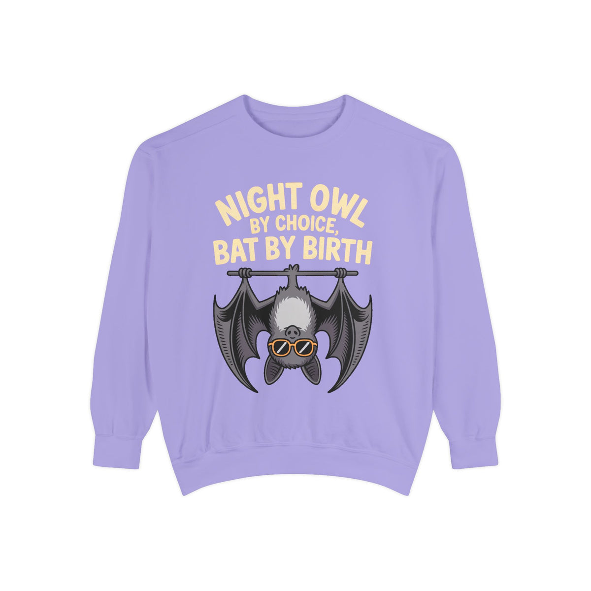 Night Owl By Choice Bat Sweatshirt, Funny Bat Lover Crewneck, Cute Halloween Sweatshirt, Embroidered Patch Style Bat Shirt Gift