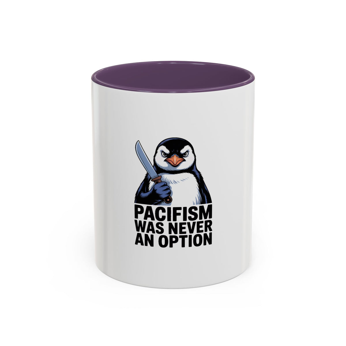 Funny Penguin Mug, Pacifism Was Never An Option, Sarcastic Bird Lover Gift, Vintage Poster Style Coffee Mug, Funny Office Cup
