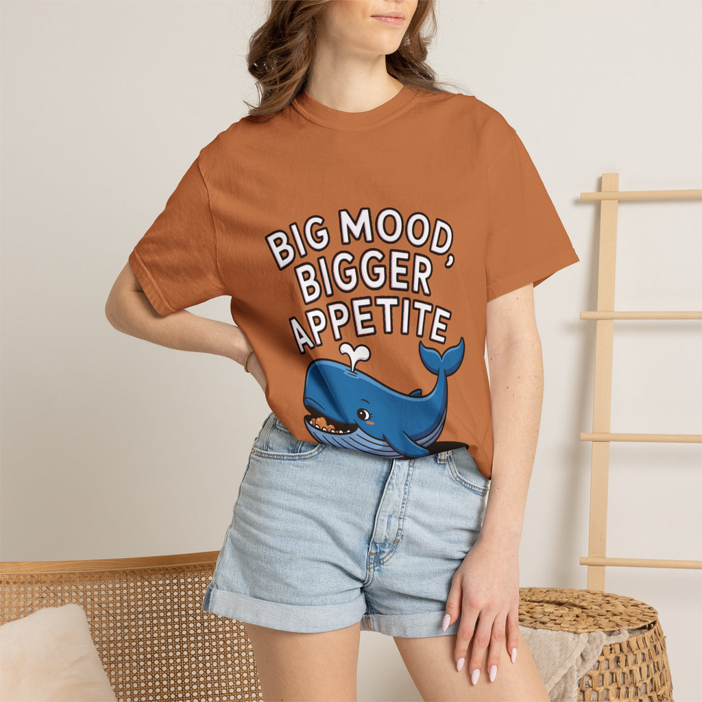 Funny Whale Shirt, Big Mood Bigger Appetite T-Shirt, Cute Snack Lover Tee, Foodie Gift for Whale Lovers
